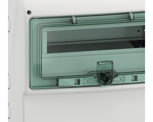 Prim-plan cu o cutie de siguranțe cu ușă transparentă