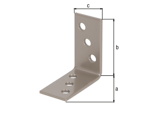 Conector unghiular cu găuri și dimensiunile a, b, c