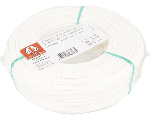 Sfoară de rufe albă cu miez textil, lungime de 60 metri