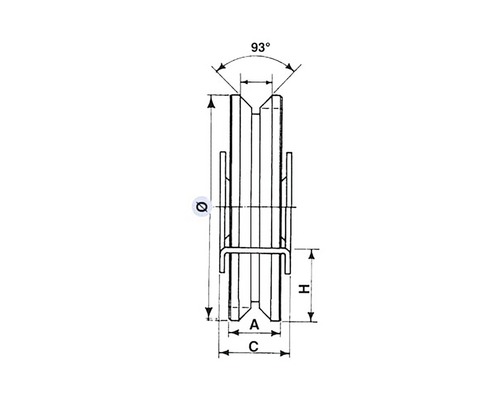 Desen tehnic al unei șine metalice cu dimensiuni