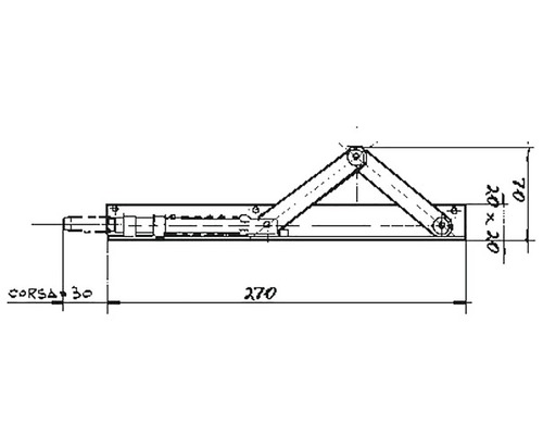 Desen tehnic al unei feronerii de fereastră cu dimensiuni