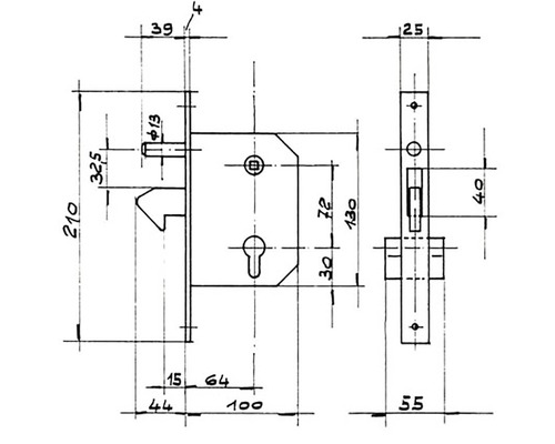 Desen tehnic al unei broaște îngropate cu dimensiuni