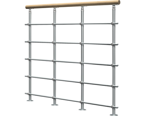 Balustradă cu mână curentă din lemn și cabluri din oțel inoxidabil