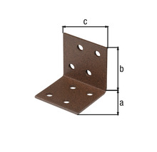 Conector unghiular cu găuri și indicații de dimensiuni