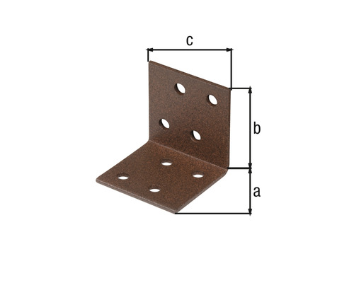 Conector unghiular cu găuri și indicații de dimensiuni