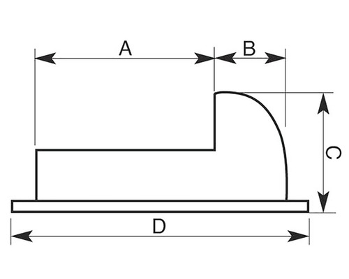 Desen tehnic al unui capac cu dimensiunile A, B, C și D