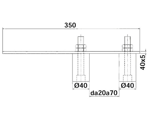 Desen tehnic al unui element de fixare cu indicații de măsurare