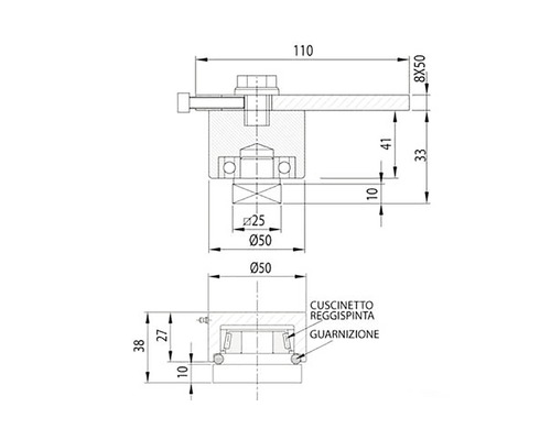 Desen tehnic al unei componente cu dimensiuni.