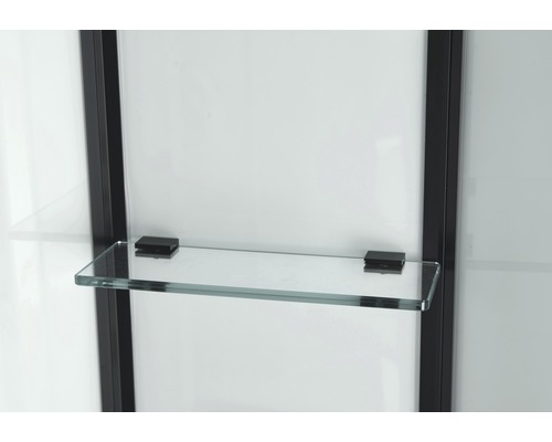 Raft din sticlă cu suport într-un duș