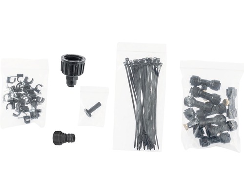 Set accesorii de irigare cu legături de cablu, conectori de irigare, șuruburi și cleme de țeavă