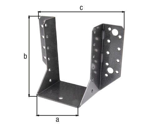 Conector metalic pentru grinzi cu model perforat și indicații de măsurare