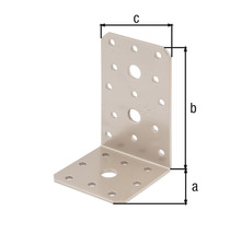 Conector unghiular cu perforații și dimensiunile a, b, c pentru fixare