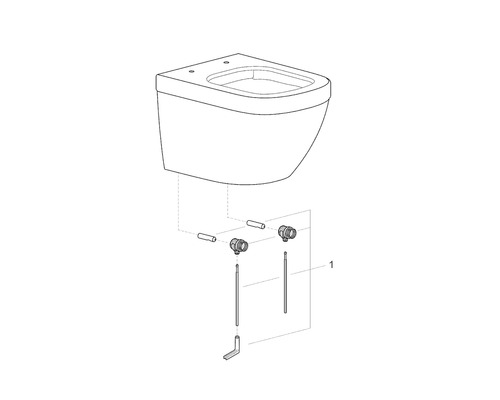 Imagine cu o toaletă suspendată cu material de instalare.