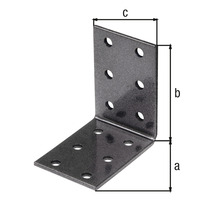 Conector unghiular cu găuri și indicații de dimensiuni