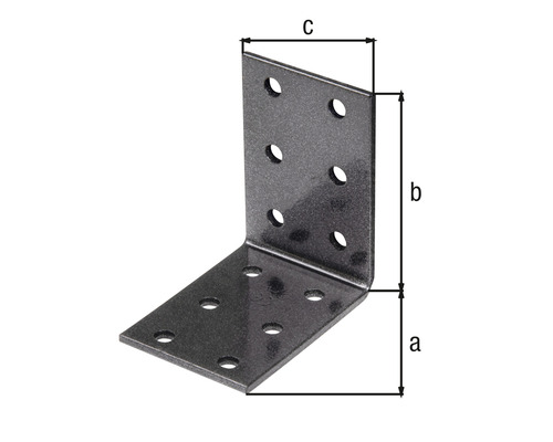 Conector unghiular cu găuri și indicații de dimensiuni