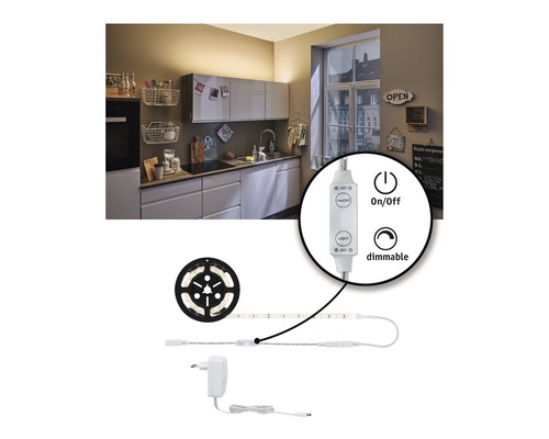 Bandă LED cu funcție de dimmer într-o bucătărie