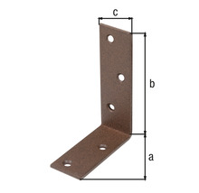 Conector de colț din metal cu găuri și indicații de dimensiune