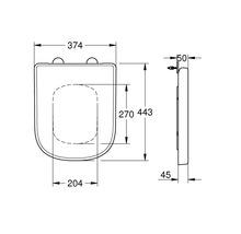 Desen tehnic al unui capac de toaletă cu dimensiuni