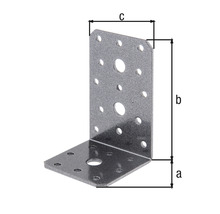 Conector unghiular din metal cu perforații pentru îmbinări din lemn