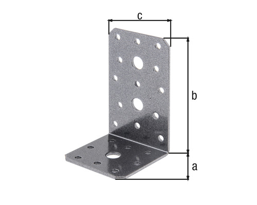 Conector unghiular din metal cu perforații pentru îmbinări din lemn