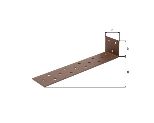 Conector unghiular din metal cu găuri și dimensiuni