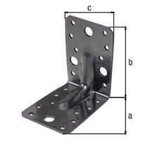 Conector de colț cu găuri și denumirile a, b și c.