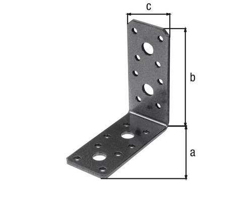 Conector unghiular cu găuri și dimensiunile a, b, c