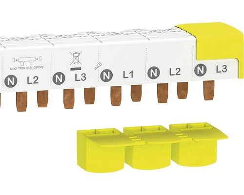 Bară colectoare cu capace terminale pentru instalații electrice