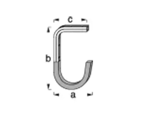 Schiță a unui cârlig J cu cote