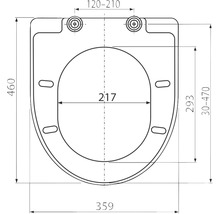 Desen tehnic al unui capac de toaletă cu dimensiuni