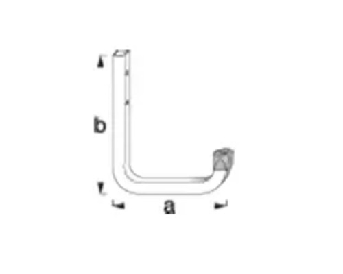 Schiță a unui cârlig cu dimensiunile a și b