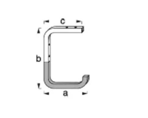 Desen tehnic al unui etrier cu cârlig cu dimensiunile a, b și c