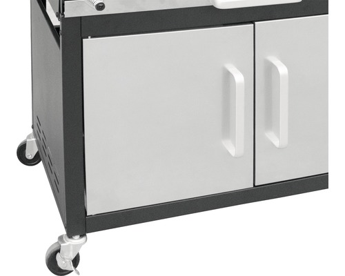 Imagine detaliată cu un dulap de grătar cu uși și roți