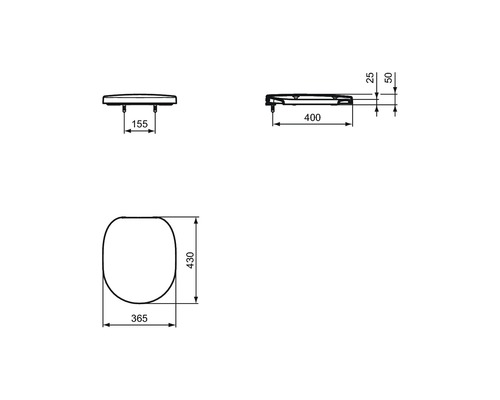 Desen tehnic al unui capac de WC cu dimensiuni