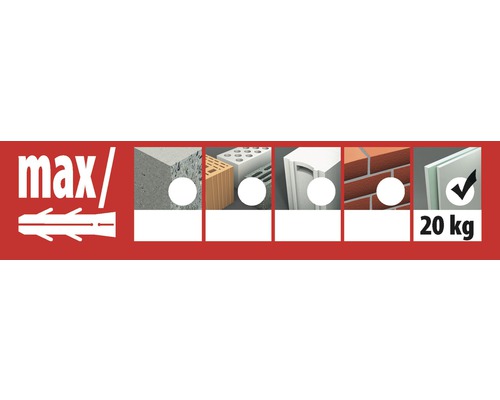 Marca max pentru dibluri cu exemple de utilizare și greutate de încărcare de 20 de kilograme