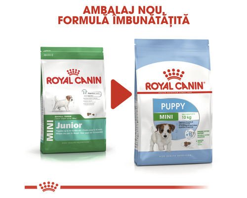 Logo Royal Canin, două pachete de mâncare pentru căței mini