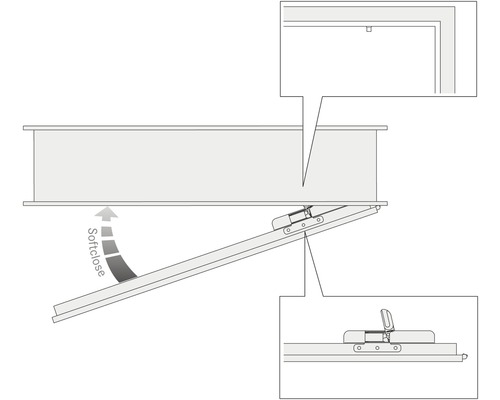 Ilustrație a unui sistem de scară de mansardă cu funcție de închidere silențioasă