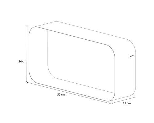 Dimensiunile raftului de perete 50 cm x 24 cm x 12 cm