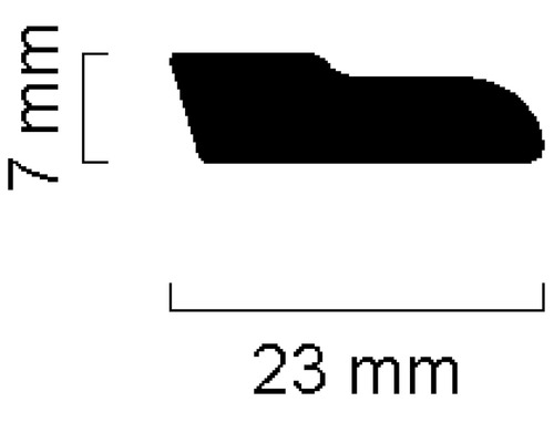 Secțiune profil cu dimensiunile de 7 mm și 23 mm