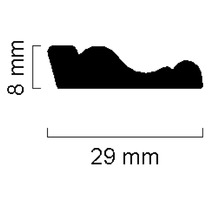 Șipcă de profil cu dimensiunile 8 mm înălțime și 29 mm lățime