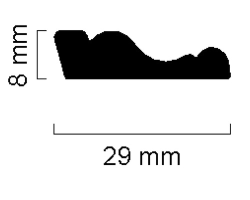 Șipcă de profil cu dimensiunile 8 mm înălțime și 29 mm lățime