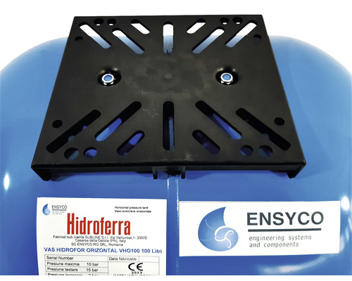 Vas de presiune albastru cu placă de montaj neagră