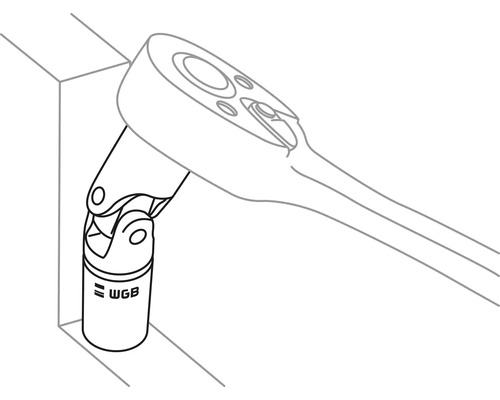 Reprezentarea unui clichet cu o articulație între soclu și mâner