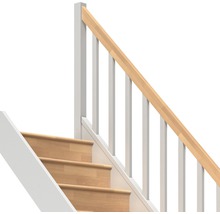 Scară cu balustradă albă și mână curentă din lemn