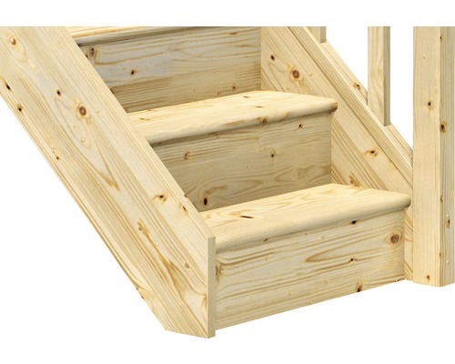 Prim-plan cu o scară din lemn cu balustradă