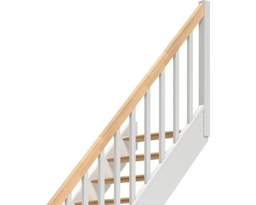 Scară cu balustradă din lemn și stâlpi de balustradă albi