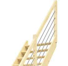 Scară din lemn cu balustradă din oțel inoxidabil