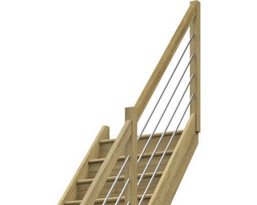 Scară din lemn cu bare de balustradă
