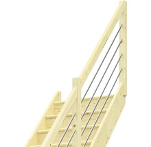 Scară din lemn cu balustradă din oțel inoxidabil