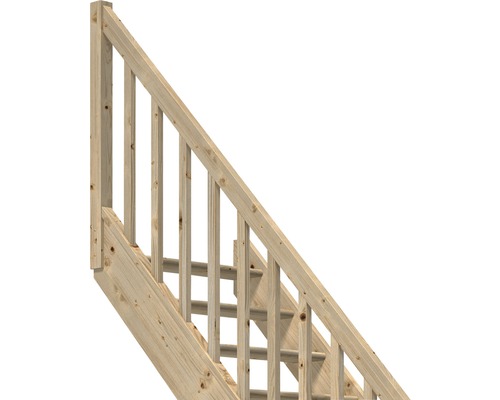 Scară din lemn cu balustradă pentru exterior